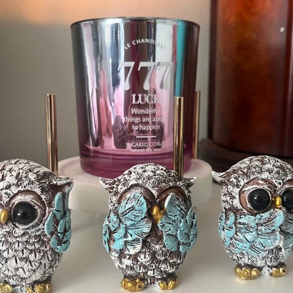 Hear No Evil, See No Evil, Speak No Evil Owl Figurine Set  | NEW - Picture 3 of 3